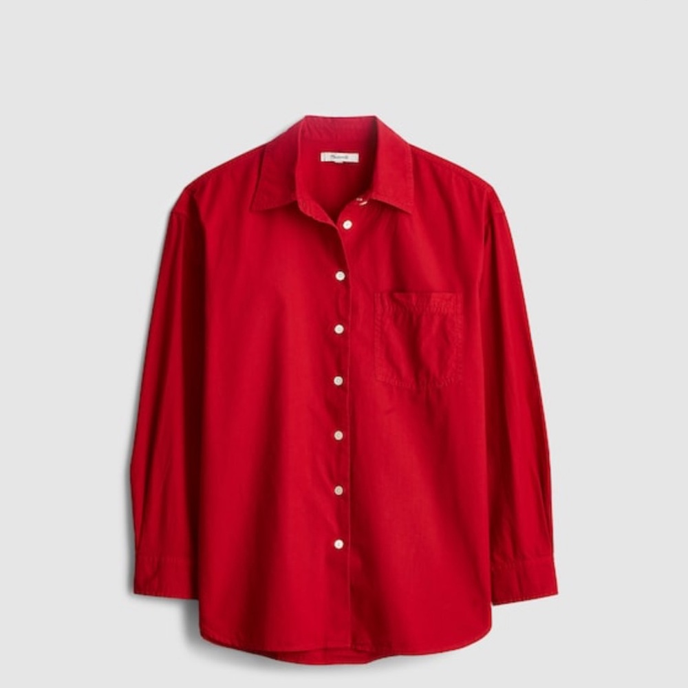 Madewell The Easy Shirt Red Button Down Shirt